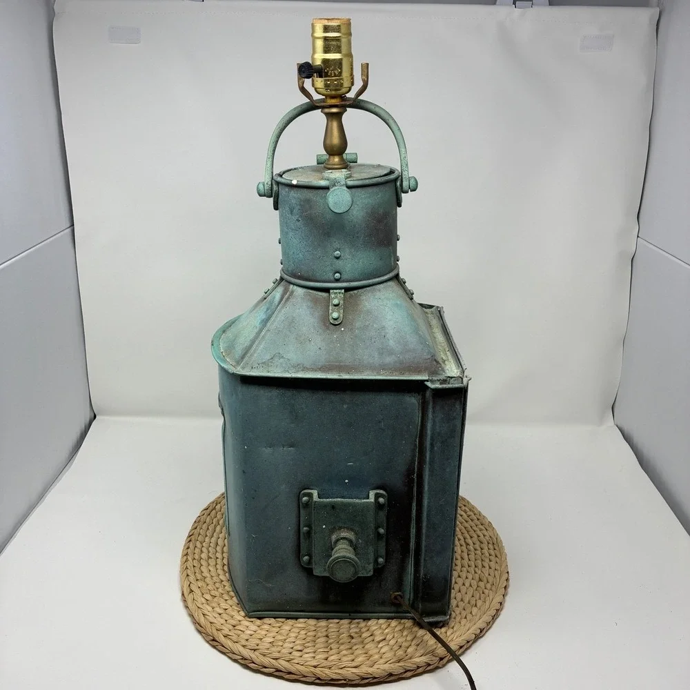1943 WWII British Navy Ship Lantern Lamp Bow Port Patt 23 Copper Nautical - PAIR